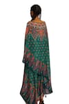 Buy_Rajdeep Ranawat_Green Silk Printed Diamond Boat Neck Kamini Flared Top And Skirt Set _Online_at_Aza_Fashions