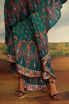 Rajdeep Ranawat_Green Silk Printed Diamond Boat Neck Kamini Flared Top And Skirt Set _at_Aza_Fashions