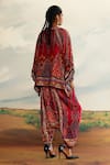 Shop_Rajdeep Ranawat_Red Modal Satin Printed Geometric Maimouna Turkish Draped Pant _at_Aza_Fashions