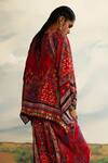 Rajdeep Ranawat_Red Modal Satin Printed Geometric Maimouna Turkish Draped Pant _Online_at_Aza_Fashions