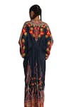 Shop_Rajdeep Ranawat_Grey Silk Print Floral V-neck Rasika Kaftan _Online_at_Aza_Fashions