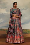 Buy_Rajdeep Ranawat_Multi Color Kota Silk Print Tribal Round Leela Blouse And Lehenga Set _at_Aza_Fashions