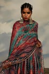 Buy_Rajdeep Ranawat_Multi Color Kota Silk Print Tribal Round Leela Blouse And Lehenga Set 