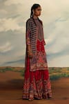 Shop_Rajdeep Ranawat_Red Silk Printed Tribal Band Straight Kurta _at_Aza_Fashions