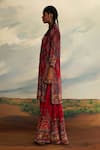 Rajdeep Ranawat_Red Silk Printed Tribal Band Straight Kurta _Online_at_Aza_Fashions