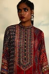 Buy_Rajdeep Ranawat_Red Silk Printed Tribal Band Straight Kurta _Online_at_Aza_Fashions