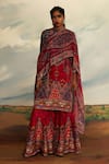 Rajdeep Ranawat_Red Silk Printed Tribal Band Straight Kurta _at_Aza_Fashions