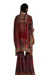 Rajdeep Ranawat_Red Silk Printed Tribal Band Asymmetric Kaftan _at_Aza_Fashions