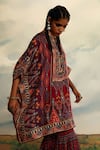 Buy_Rajdeep Ranawat_Red Silk Printed Tribal Band Asymmetric Kaftan 