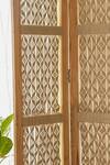 Buy_Karighar_Off White Mango Wood, Natural Cotton Thread Woodknot Folding Screen And Divider_Online_at_Aza_Fashions