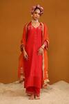 Buy_OMANA BY RANJANA BOTHRA_Red Kurta And Trousers Bamberg Silk Embroidered Zeenat Zari Jaal Pant Set _at_Aza_Fashions