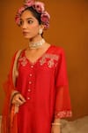 Buy_OMANA BY RANJANA BOTHRA_Red Kurta And Trousers Bamberg Silk Embroidered Zeenat Zari Jaal Pant Set _Online_at_Aza_Fashions