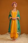 Buy_OMANA BY RANJANA BOTHRA_Yellow Kurta And Trousers Bamberg Silk Embroidered Zeenat Jaal Zari Pant Set _Online_at_Aza_Fashions