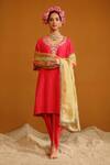 Buy_OMANA BY RANJANA BOTHRA_Pink Kurta And Trousers Bamberg Silk Shabana Floral Jaal Dhoti Pant Set _at_Aza_Fashions