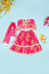 Buy_Yuvrani Jaipur_Pink Lehenga And Blouse Chanderi Hand Embroidered Floral Badla Set _at_Aza_Fashions