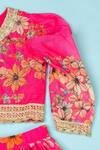 Yuvrani Jaipur_Pink Lehenga And Blouse Chanderi Hand Embroidered Floral Badla Set _at_Aza_Fashions