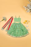 Buy_Yuvrani Jaipur_Green Blouse And Lehenga Chanderi Print Floral Embroidered & Set _at_Aza_Fashions