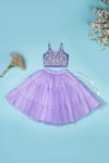 Yuvrani Jaipur_Purple Cotton Embroidered Pearl Net Tiered Lehenga Set _Online_at_Aza_Fashions