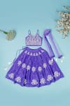 Buy_Yuvrani Jaipur_Purple Cotton Embroidered Pearl Floral Lehenga Set _at_Aza_Fashions