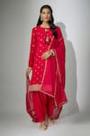 Buy_Nadima Saqib_Red Kurta Georgette Embroidered Zardosi Round And Marodi Work Salwar Set _at_Aza_Fashions