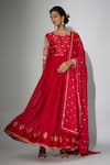 Buy_Nadima Saqib_Red Anarkali Georgette And Chanderi Embroidered Zardosi Round With Dupatta _at_Aza_Fashions