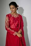 Buy_Nadima Saqib_Red Anarkali Georgette And Chanderi Embroidered Zardosi Round With Dupatta _Online_at_Aza_Fashions