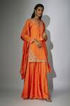 Buy_Nadima Saqib_Orange Dupatta Organza Embroidered Zardosi Round Kurta Sharara Set _at_Aza_Fashions