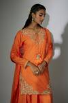 Nadima Saqib_Orange Dupatta Organza Embroidered Zardosi Round Kurta Sharara Set _Online_at_Aza_Fashions