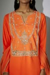 Nadima Saqib_Orange Kurta Georgette Embroidered Zardosi Round Salwar Set _Online_at_Aza_Fashions