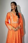 Nadima Saqib_Orange Kurta Chanderi Embroidered Zardosi Round And Marodi Pant Set _Online_at_Aza_Fashions