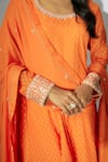 Shop_Nadima Saqib_Orange Dupatta Organza Embroidered Zardosi Round Kurta Palazzo Set _Online_at_Aza_Fashions