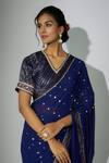 Buy_Nadima Saqib_Blue Saree Georgette Embroidered Zardosi V Neck With Blouse _Online_at_Aza_Fashions