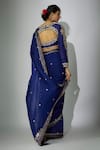 Shop_Nadima Saqib_Blue Saree Organza Embroidered Zardosi V Neck With Blouse _at_Aza_Fashions