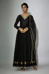 Buy_Nadima Saqib_Black Anarkali Georgette And Chanderi Embroidered Zardosi & Marodi With Dupatta _at_Aza_Fashions