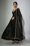 Nadima Saqib_Black Anarkali Georgette And Chanderi Embroidered Zardosi & Marodi With Dupatta _at_Aza_Fashions