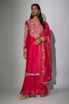 Buy_Nadima Saqib_Pink Kurta Chanderi Embroidered Zardosi Round Straight Gharara Set _at_Aza_Fashions