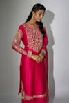 Buy_Nadima Saqib_Pink Kurta Chanderi Embroidered Zardosi Round Straight Gharara Set _Online_at_Aza_Fashions