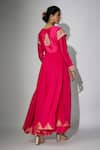 Shop_Nadima Saqib_Pink Anarkali Georgette And Chanderi Embroidered Zardosi V Angarkha With Dupatta _at_Aza_Fashions