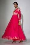 Nadima Saqib_Pink Anarkali Georgette And Chanderi Embroidered Zardosi V Angarkha With Dupatta _Online_at_Aza_Fashions