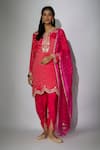 Buy_Nadima Saqib_Pink Kurta Georgette Embroidered Zardosi Notched Tulip Pant Set _at_Aza_Fashions