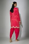 Shop_Nadima Saqib_Pink Kurta Georgette Embroidered Zardosi Notched Tulip Pant Set _at_Aza_Fashions