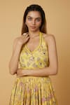 Buy_wildflower by krishna_Multi Color Chinon Silk Print Zardozi Halter Neck Gul Embroidered Gown _Online_at_Aza_Fashions