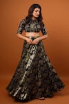 Buy_wildflower by krishna_Black Pure Net Embroidery Sequin Boat Neck Galaxy Lehenga With Blouse _at_Aza_Fashions