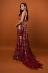 Shop_wildflower by krishna_Maroon Pure Georgette Lining Buttercrepe Astron Mermaid Lehenga Set _at_Aza_Fashions