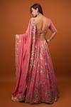 Shop_wildflower by krishna_Pink Pure Tissue Lining Buttercrepe Embroidery Sequin Garden Lehenga Set _at_Aza_Fashions