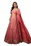 Buy_wildflower by krishna_Pink Pure Tissue Lining Buttercrepe Embroidery Bloom Garden Lehenga Set _Online_at_Aza_Fashions