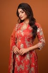 Shop_wildflower by krishna_Orange Pure Tissue Lining Buttercrepe Embroidery Sequin Gul Kurta Sharara Set _Online_at_Aza_Fashions