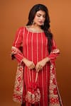 wildflower by krishna_Red Pure Georgette Embroidery Gota Patti Round Neck Embellished Kurta Set _Online_at_Aza_Fashions