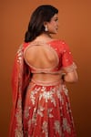 Buy_wildflower by krishna_Orange Pure Tissue Lining Buttercrepe Embroidery Sequin Gullista Lehenga Set _Online_at_Aza_Fashions