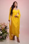 Buy_wildflower by krishna_Yellow Pure Georgette Lining Buttercrepe Embroidery And Sequin Jaal Kurta Set _at_Aza_Fashions